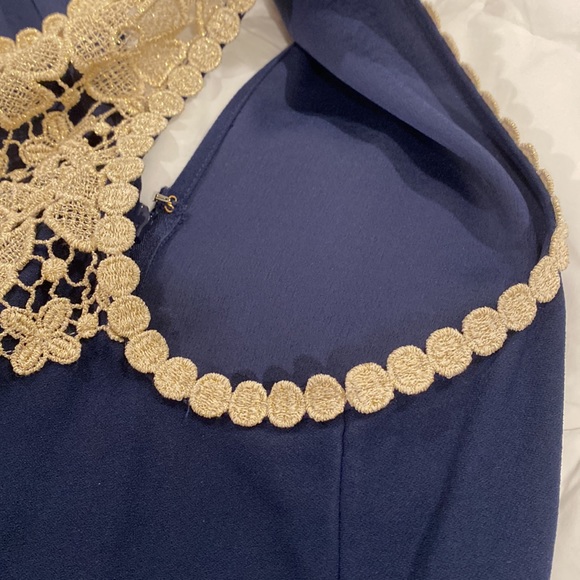 Lilly Pulitzer Nala Dress Size 4 Navy Gold - Picture 5 of 9